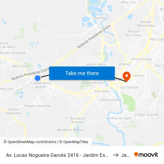 Av. Lucas Nogueira Garcês 2416 - Jardim Esperanca Jacareí - SP Brasil to Jacareí map