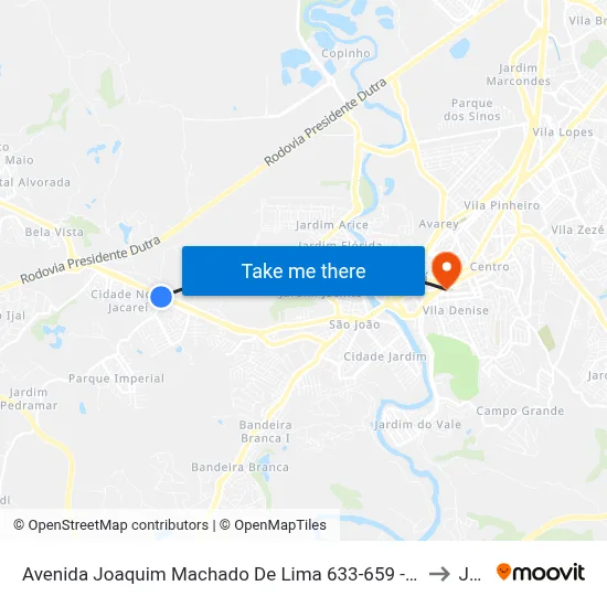 Avenida Joaquim Machado De Lima 633-659 - Jardim Nova Esperança Jacareí - SP 12324-325 Brasil to Jacareí map