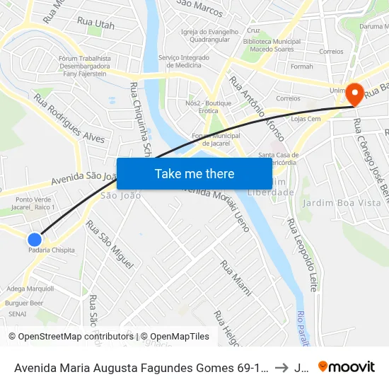 Avenida Maria Augusta Fagundes Gomes 69-149 - Residencial São Paulo Jacareí - SP 12322-300 Brasil to Jacareí map