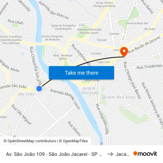 Av. São João 109 - São João Jacareí - SP Brasil to Jacareí map