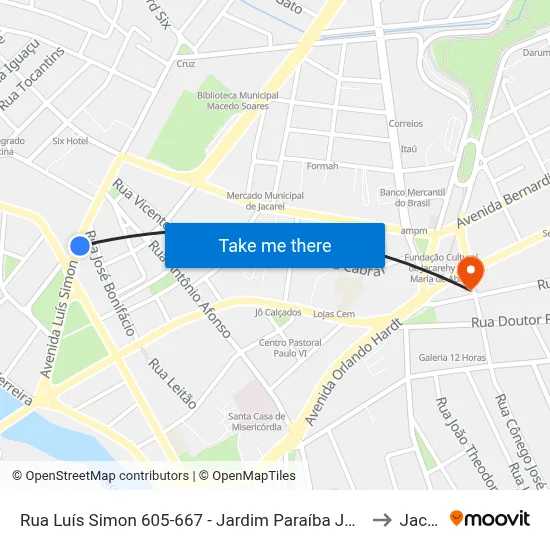 Rua Luís Simon 605-667 - Jardim Paraíba Jacareí - SP Brasil to Jacareí map