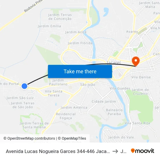 Avenida Lucas Nogueira Garces 344-446 Jacareí - SP 12324-000 República Federativa Do Brasil to Jacareí map