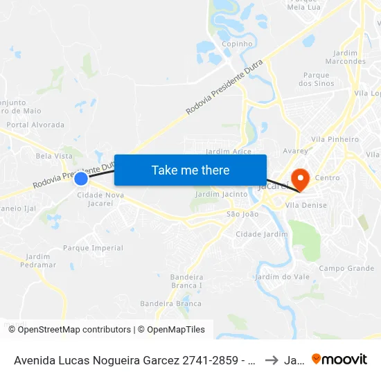 Avenida Lucas Nogueira Garcez 2741-2859 - Jardim Esperança Jacareí - SP Brasil to Jacareí map