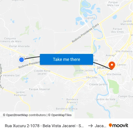 Rua Xucuru 2-1078 - Bela Vista Jacareí - SP Brasil to Jacareí map