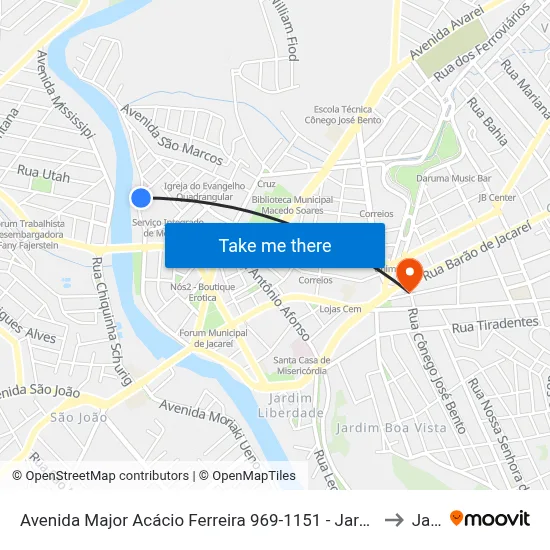 Avenida Major Acácio Ferreira 969-1151 - Jardim Paraíba Jacareí - SP 12327-530 Brasil to Jacareí map