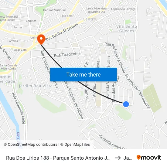 Rua Dos Lírios 188 - Parque Santo Antonio Jacareí - SP 12309-660 Brasil to Jacareí map