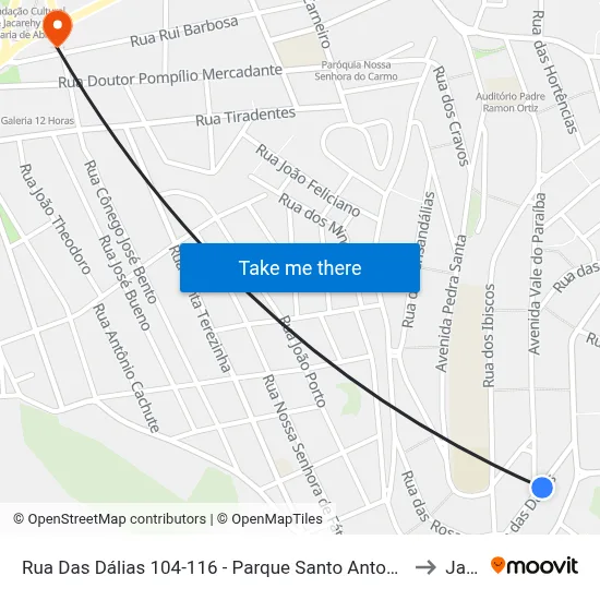 Rua Das Dálias 104-116 - Parque Santo Antonio Jacareí - SP 12309-690 Brasil to Jacareí map