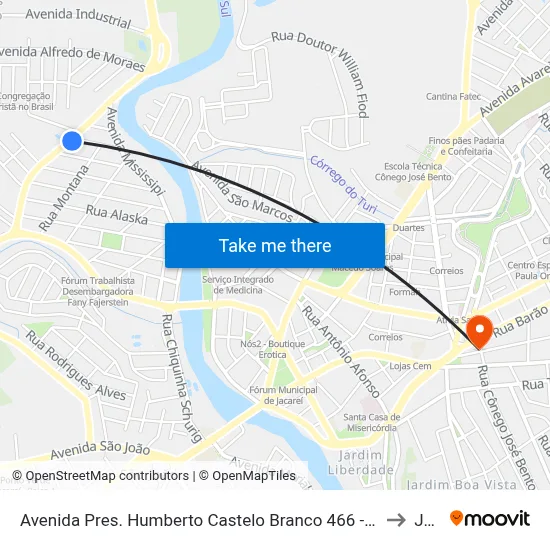 Avenida Pres. Humberto Castelo Branco 466 - Conj. Hab. Marinho Jacareí - SP 12321-150 Brasil to Jacareí map