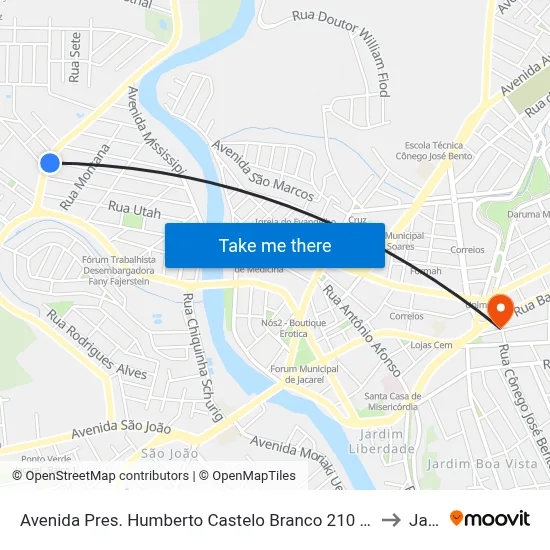 Avenida Pres. Humberto Castelo Branco 210 - Jardim Florida Jacareí - SP Brasil to Jacareí map