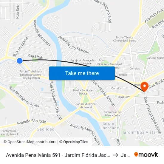 Avenida Pensilvânia 591 - Jardim Flórida Jacareí - SP 12321-050 Brasil to Jacareí map