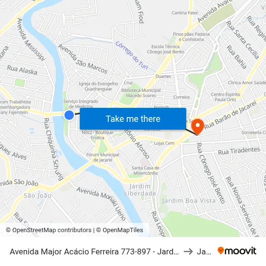 Avenida Major Acácio Ferreira 773-897 - Jardim Paraíba Jacareí - SP Brasil to Jacareí map