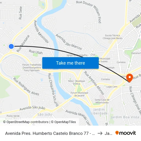 Avenida Pres. Humberto Castelo Branco 77 - Vila Machado Jacareí - SP Brasil to Jacareí map