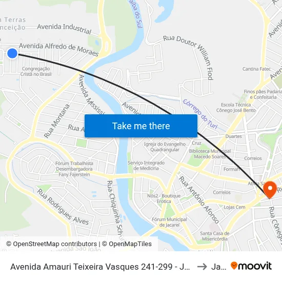 Avenida Amauri Teixeira Vasques 241-299 - Jardim Emília Jacareí - SP 12321-420 Brasil to Jacareí map