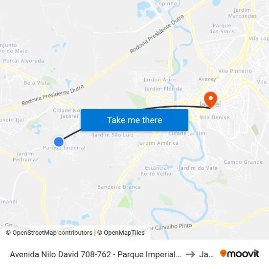 Avenida Nilo David 708-762 - Parque Imperial Jacareí - SP 12329-037 Brasil to Jacareí map