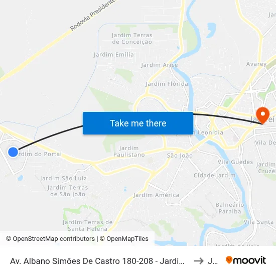 Av. Albano Simões De Castro 180-208 - Jardim Nova Esperança Jacareí - SP 12324-430 Brasil to Jacareí map