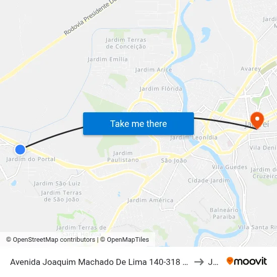 Avenida Joaquim Machado De Lima 140-318 - Jardim Nova Esperança SP 12324-325 Brasil to Jacareí map