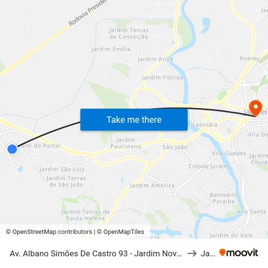 Av. Albano Simões De Castro 93 - Jardim Nova Esperança Jacareí - SP 12324-430 Brasil to Jacareí map