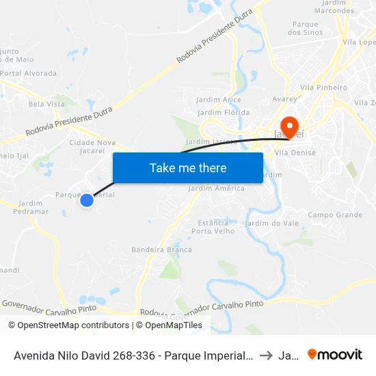Avenida Nilo David 268-336 - Parque Imperial Jacareí - SP 12329-037 Brasil to Jacareí map