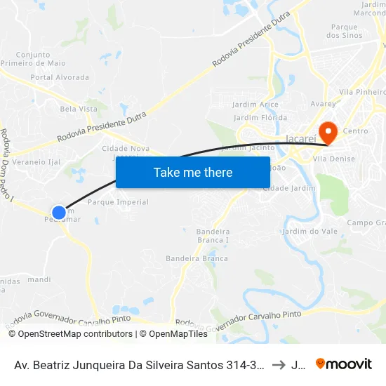 Av. Beatriz Junqueira Da Silveira Santos 314-358 - Jardim Pedra Mar Jacareí - SP 12329-060 Brasil to Jacareí map