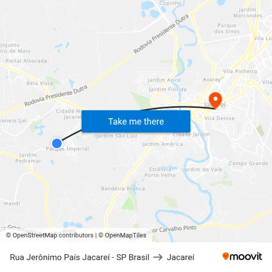 Rua Jerônimo País Jacareí - SP Brasil to Jacareí map