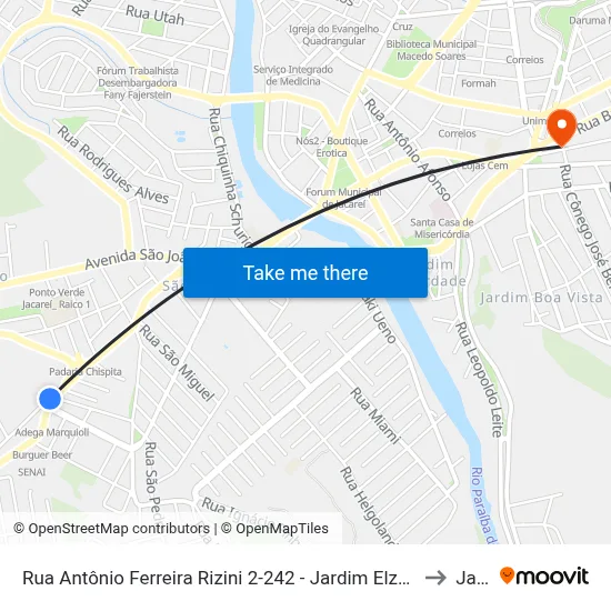 Rua Antônio Ferreira Rizini 2-242 - Jardim Elza Maria Jacareí - SP 12322-120 Brasil to Jacareí map