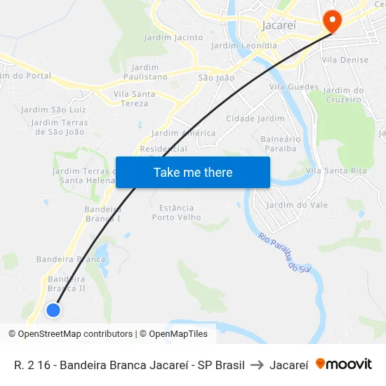 R. 2 16 - Bandeira Branca Jacareí - SP Brasil to Jacareí map