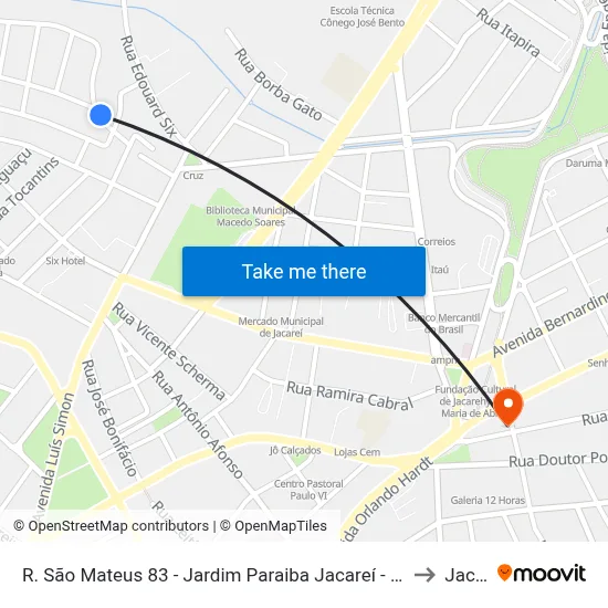 R. São Mateus 83 - Jardim Paraiba Jacareí - SP 12327-661 Brasil to Jacareí map