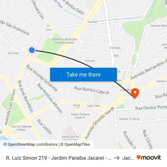 R. Luíz Simon 219 - Jardim Paraiba Jacareí - SP 12327-510 Brasil to Jacareí map