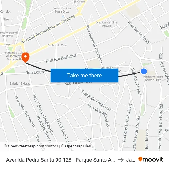 Avenida Pedra Santa 90-128 - Parque Santo Antonio Jacareí - SP 12309-340 Brasil to Jacareí map