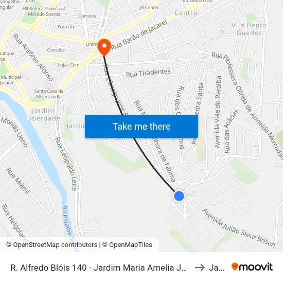 R. Alfredo Blóis 140 - Jardim Maria Amelia Jacareí - SP 12309-720 Brasil to Jacareí map