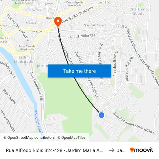 Rua Alfredo Blóis 324-428 - Jardim Maria Amelia Jacareí - SP Brasil to Jacareí map