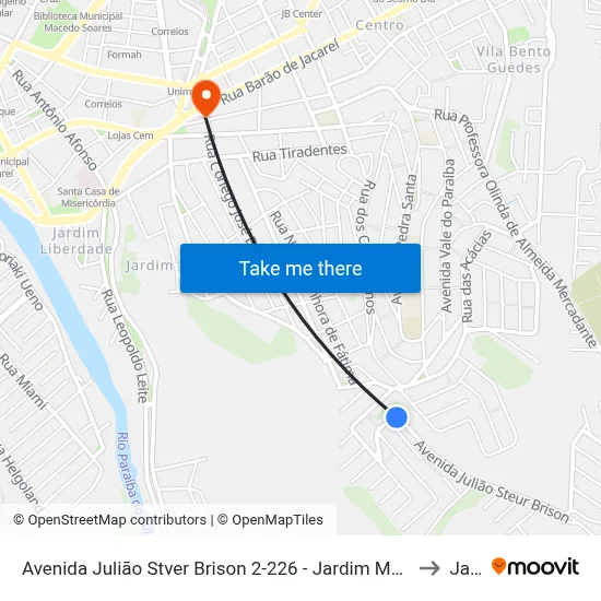 Avenida Julião Stver Brison 2-226 - Jardim Maria Amelia Jacareí - SP 12318-010 Brasil to Jacareí map