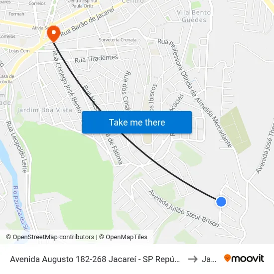 Avenida Augusto 182-268 Jacareí - SP República Federativa Do Brasil to Jacareí map