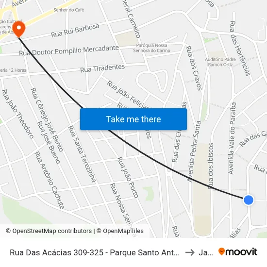 Rua Das Acácias 309-325 - Parque Santo Antonio Jacareí - SP 12309-570 Brasil to Jacareí map