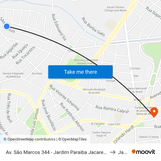Av. São Marcos 344 - Jardim Paraiba Jacareí - SP 12327-668 Brasil to Jacareí map
