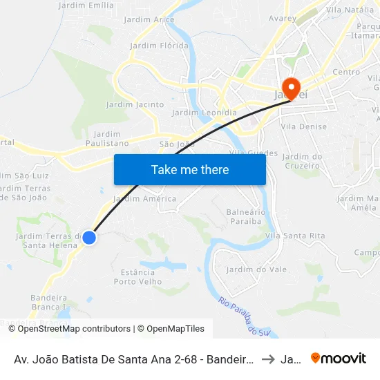 Av. João Batista De Santa Ana 2-68 - Bandeira Branca Jacareí - SP Brasil to Jacareí map