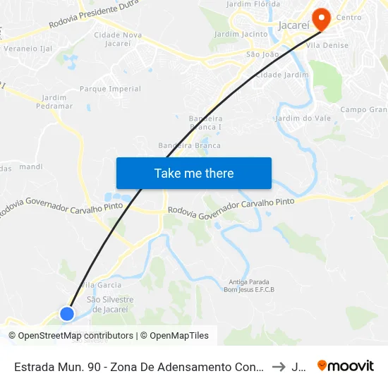 Estrada Mun. 90 - Zona De Adensamento Controlado (Zac - São Silvestre) Jacareí - SP Brasil to Jacareí map