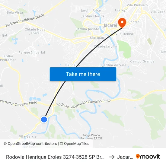 Rodovia Henrique Eroles 3274-3528 SP Brasil to Jacareí map