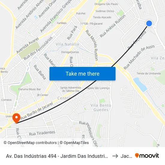 Av. Das Indústrias 494 - Jardim Das Industrias Jacareí - SP Brasil to Jacareí map