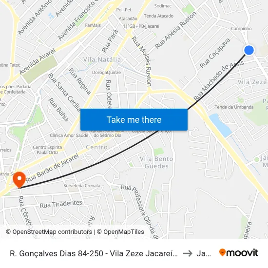 R. Gonçalves Dias 84-250 - Vila Zeze Jacareí - SP 12310-480 Brasil to Jacareí map
