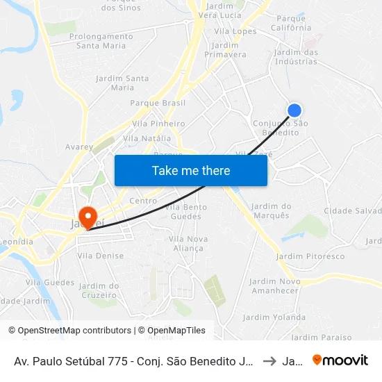 Av. Paulo Setúbal 775 - Conj. São Benedito Jacareí - SP 12310-150 Brasil to Jacareí map