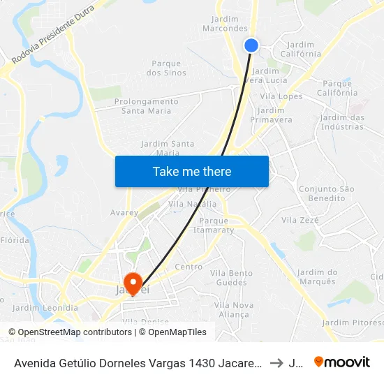 Avenida Getúlio Dorneles Vargas 1430 Jacareí - SP 12305-010 República Federativa Do Brasil to Jacareí map