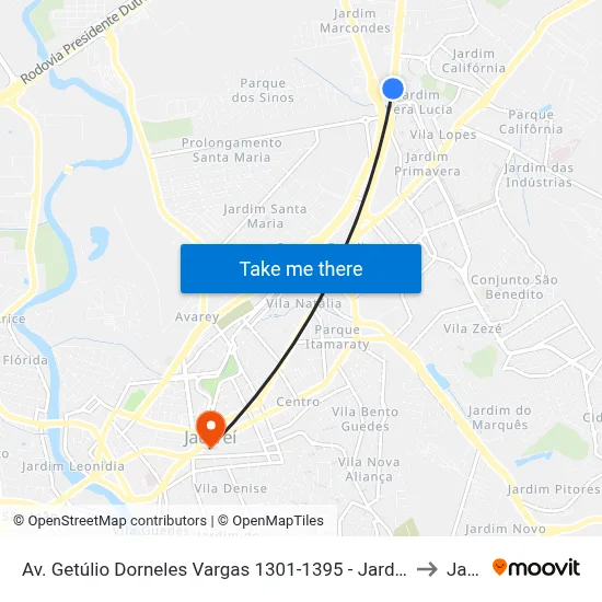 Av. Getúlio Dorneles Vargas 1301-1395 - Jardim California Jacareí - SP Brasil to Jacareí map