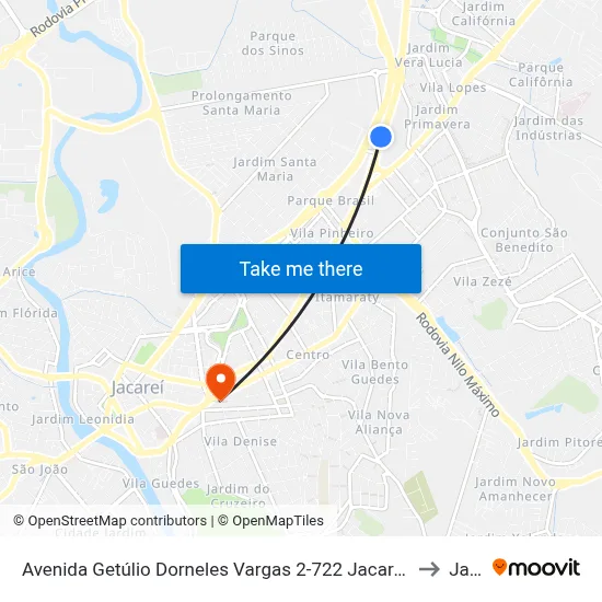 Avenida Getúlio Dorneles Vargas 2-722 Jacareí - SP República Federativa Do Brasil to Jacareí map