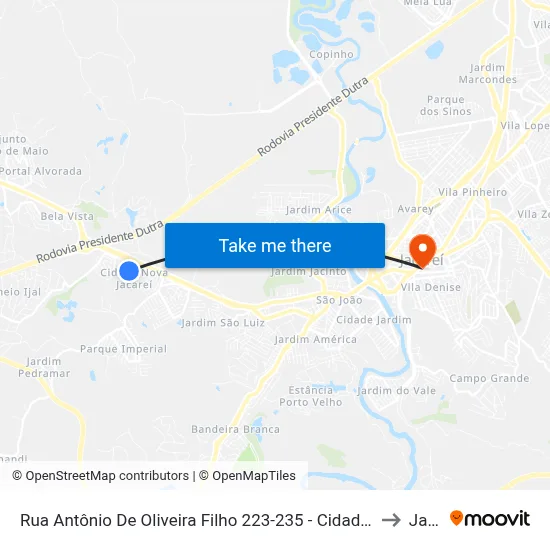 Rua Antônio De Oliveira Filho 223-235 - Cidade Nova Jacareí Jacareí - SP Brasil to Jacareí map