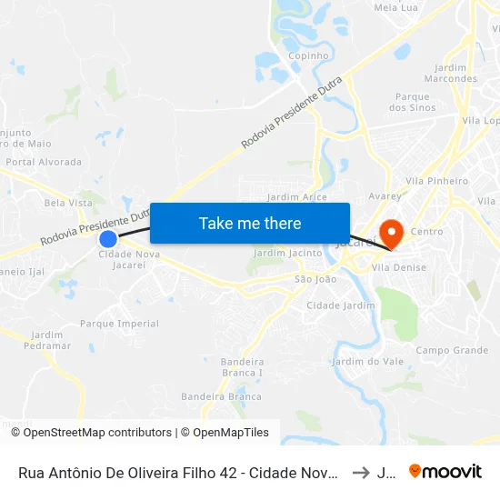 Rua Antônio De Oliveira Filho 42 - Cidade Nova Jacareí Jacareí - SP República Federativa Do Brasil to Jacareí map