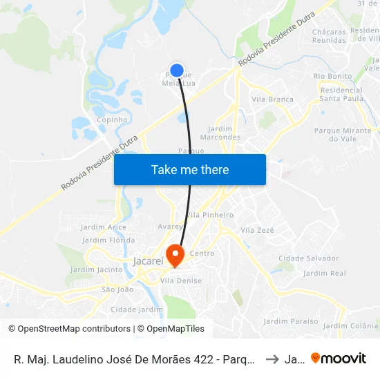 R. Maj. Laudelino José De Morães 422 - Parque Meia Lua Jacareí - SP 12335-160 Brasil to Jacareí map