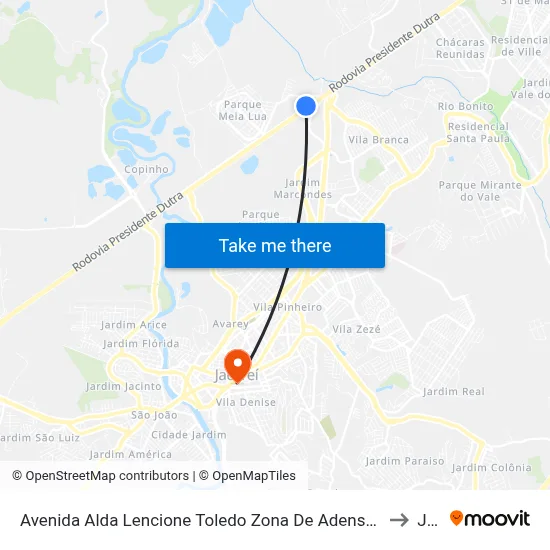 Avenida Alda Lencione Toledo Zona De Adensamento Controlado (Zac - Meia Lua) Jacareí - São Paulo Brasil to Jacareí map