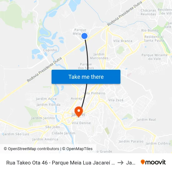 Rua Takeo Ota 46 - Parque Meia Lua Jacareí - SP 12335-270 Brasil to Jacareí map