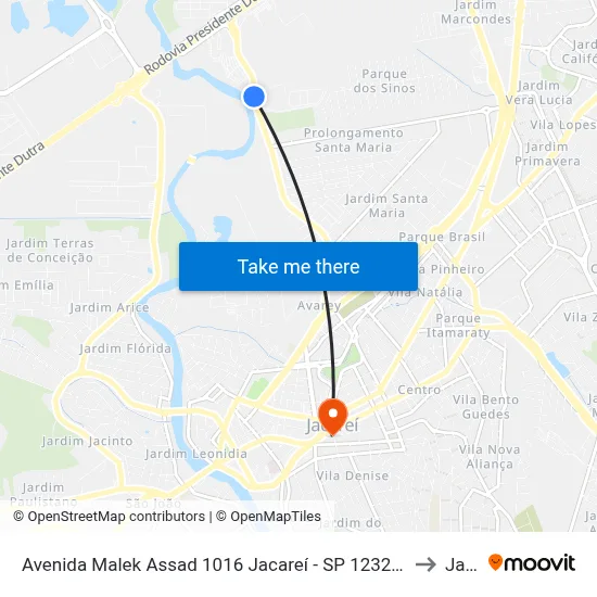 Avenida Malek Assad 1016 Jacareí - SP 12328-080 República Federativa Do Brasil to Jacareí map